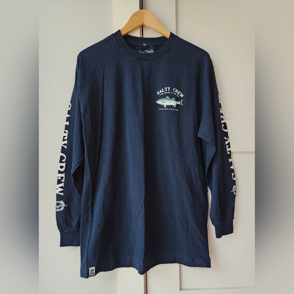 Salty Crew Navy Long Sleeve Crewneck T-shirt - Size Large - 100% Cotton